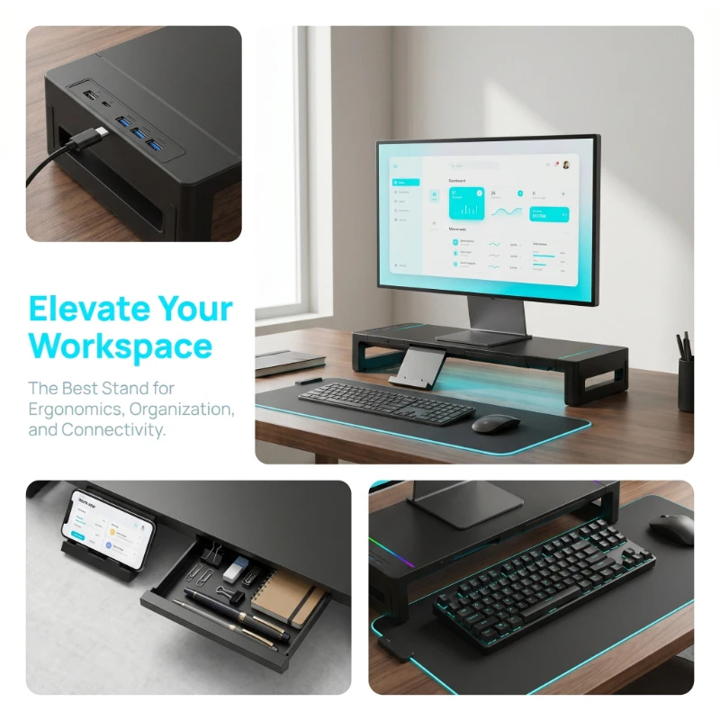 Monitor Riser Stand - Height Adjustable Foldable Household Monitor Stand