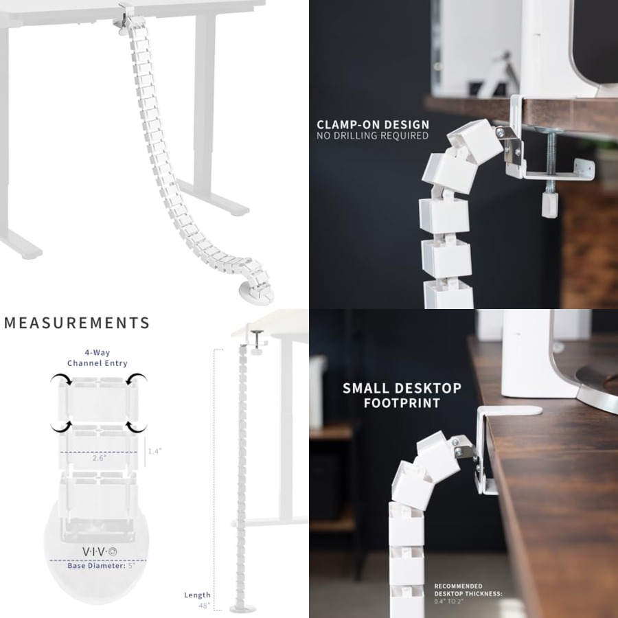 Home Office Vivo - VIVO No Drill Clamp-on Desk Vertebrae