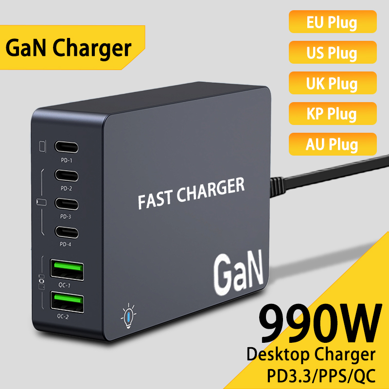 Home Office Vivo - 990W GaN Desktop Charger 6-Ports 2*USB