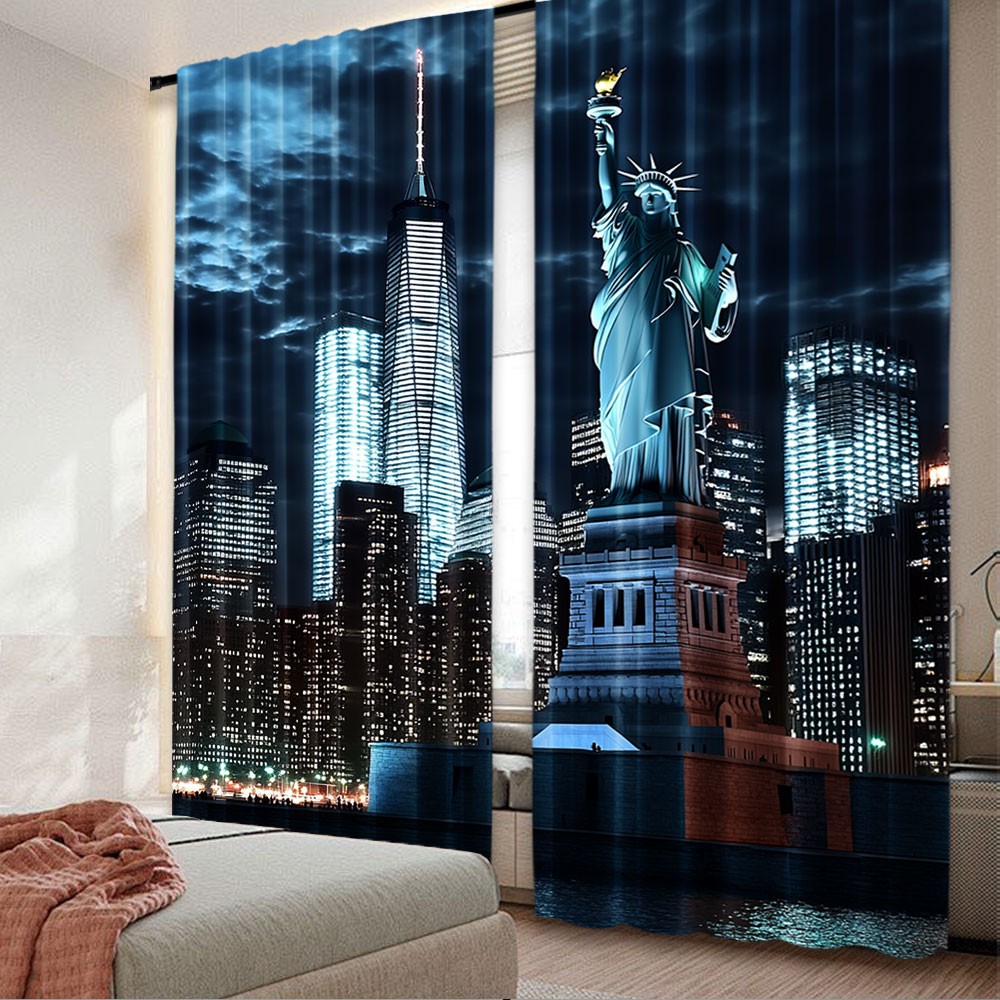 2Pcs Statue Of Liberty Curtain - Home Office York avis et prix