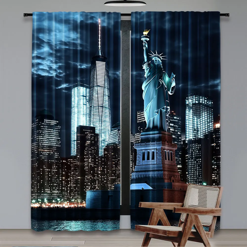 2Pcs Statue Of Liberty Curtain - Home Office York avis et prix