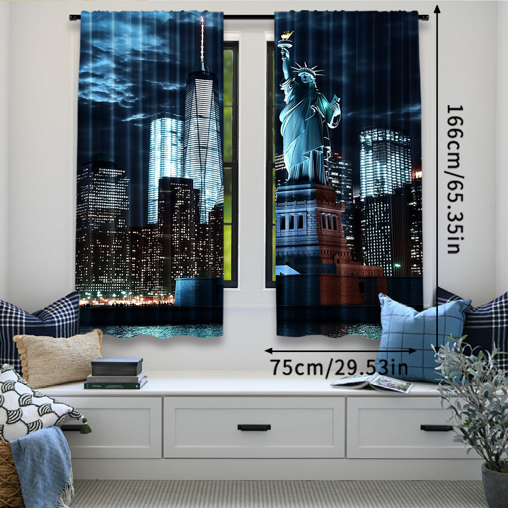 2Pcs Statue Of Liberty Curtain - Home Office York avis et prix