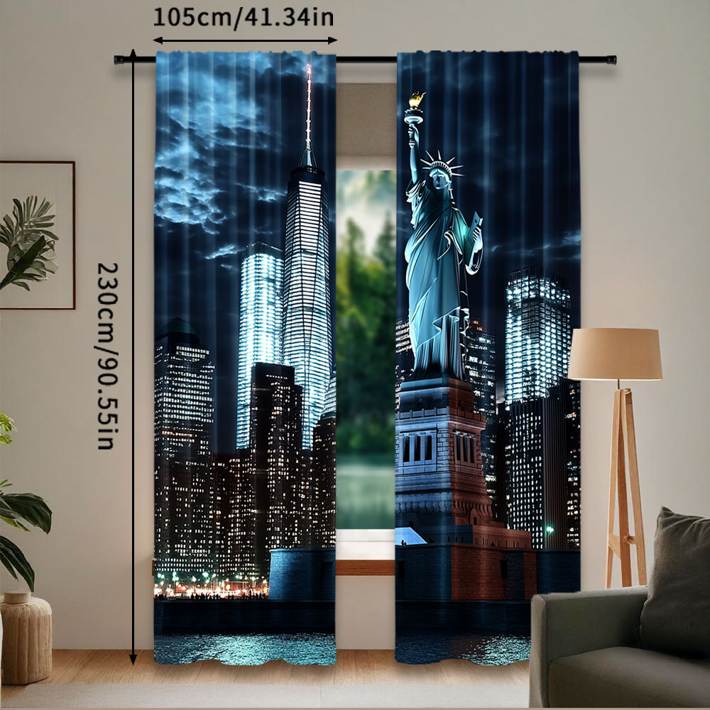 2Pcs Statue Of Liberty Curtain - Home Office York avis et prix