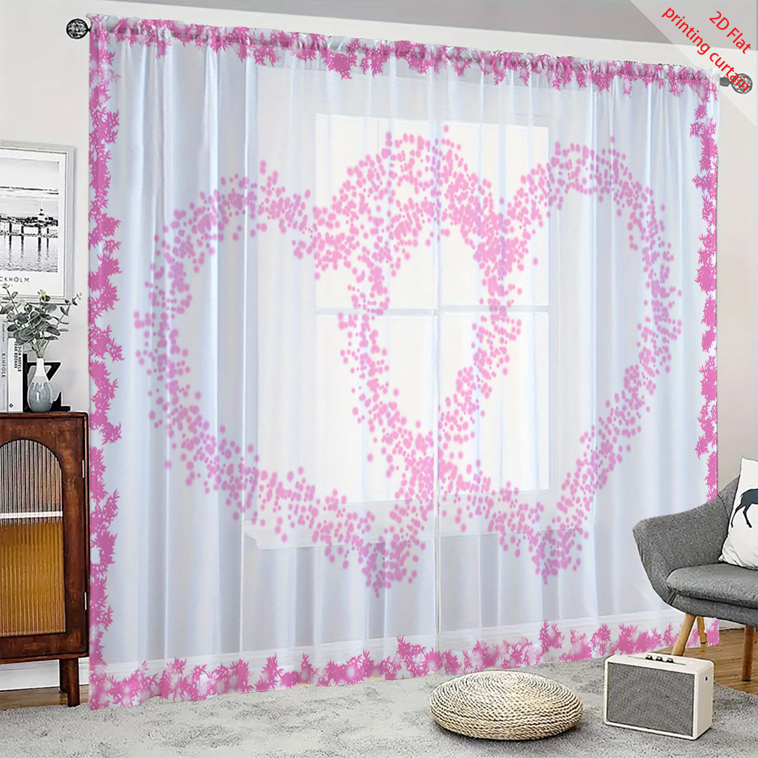 Heart shaped printed transpare - Home Office Windows avis et prix