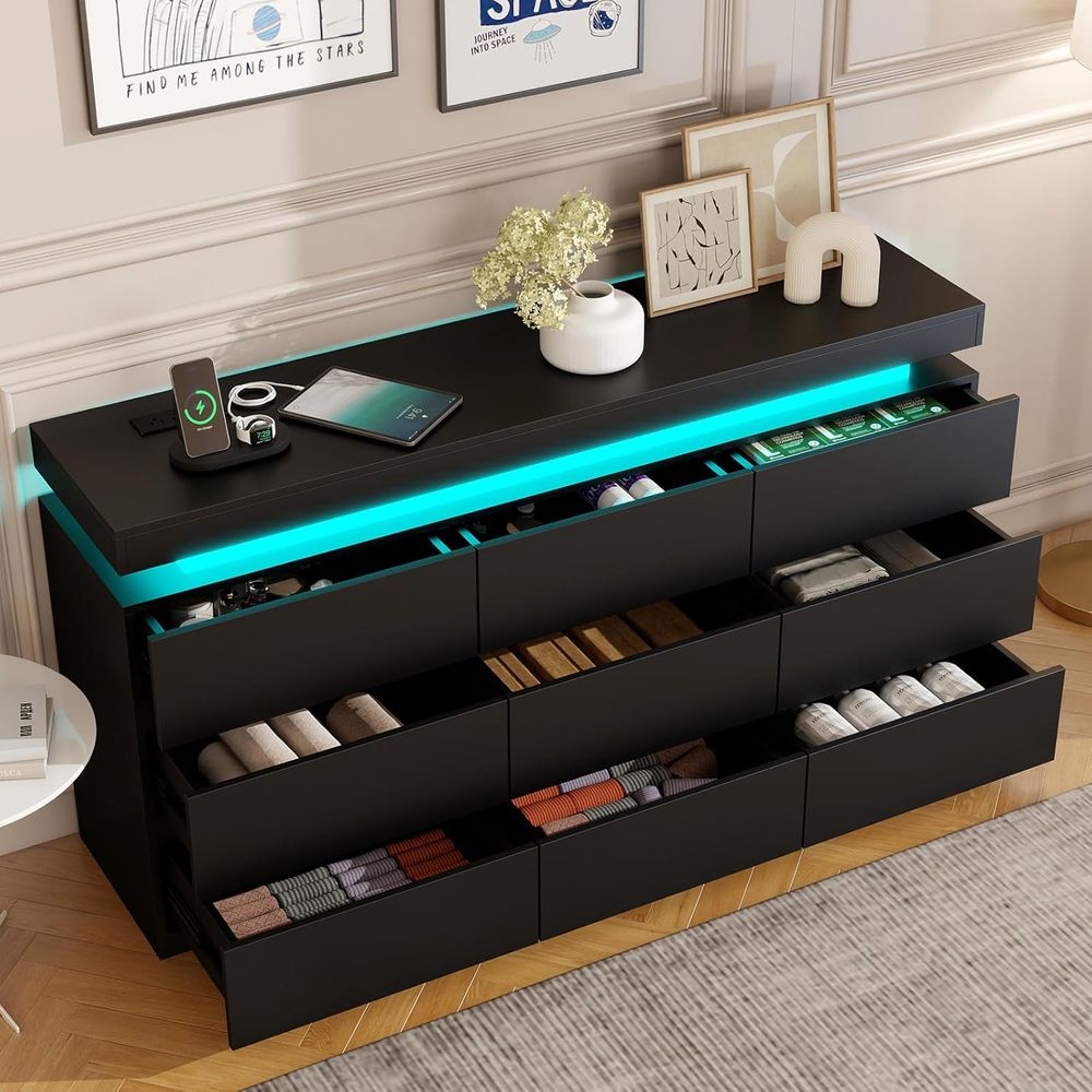 LED-Illuminated 9-Drawer Chest - File Cabinet Drawer avis et prix
