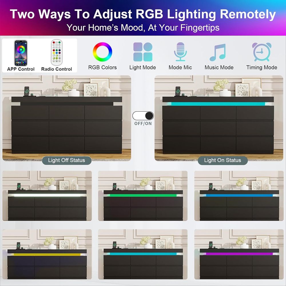 LED-Illuminated 9-Drawer Chest - File Cabinet Drawer avis et prix