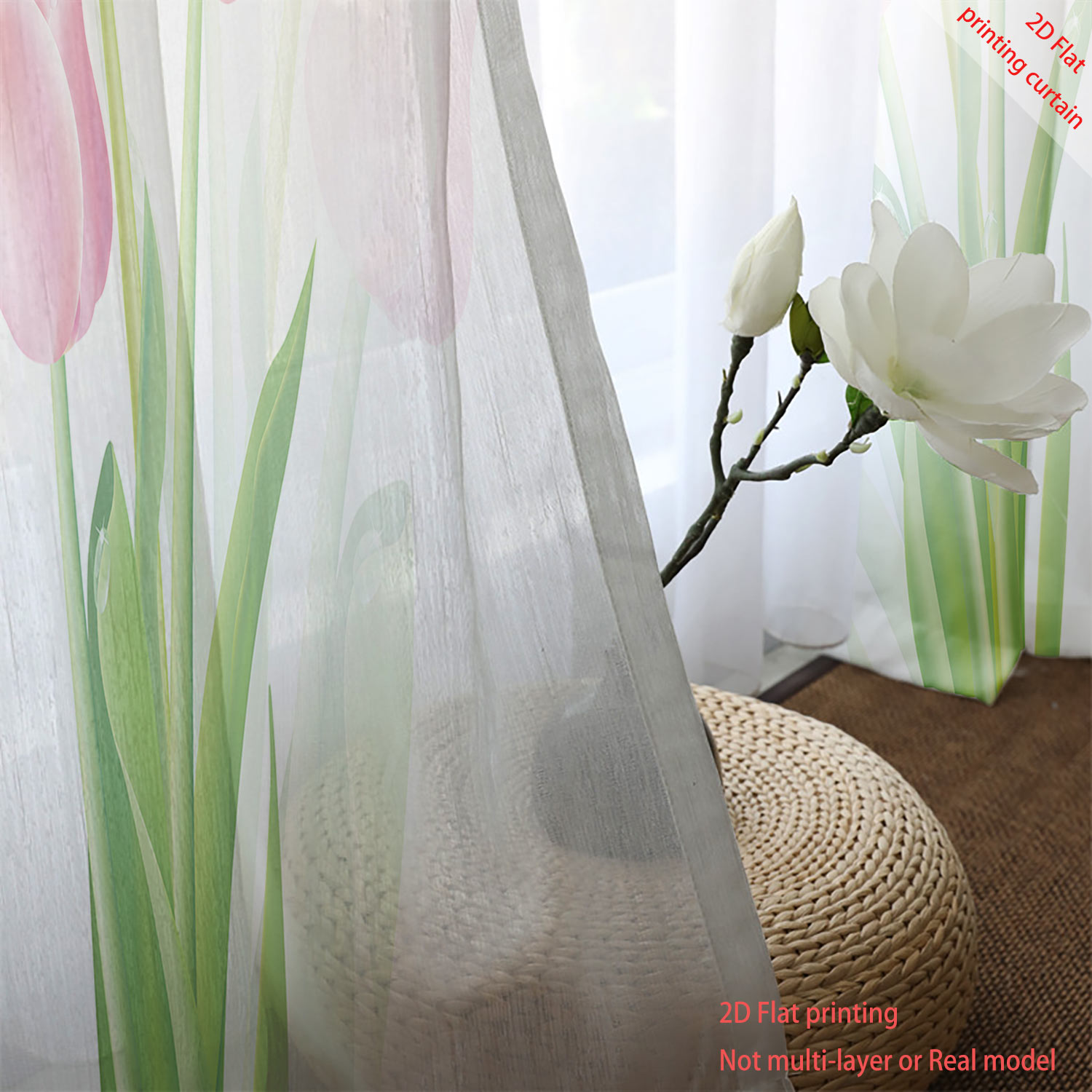 Pink tulip print transparent g - Home Office Windows avis et prix