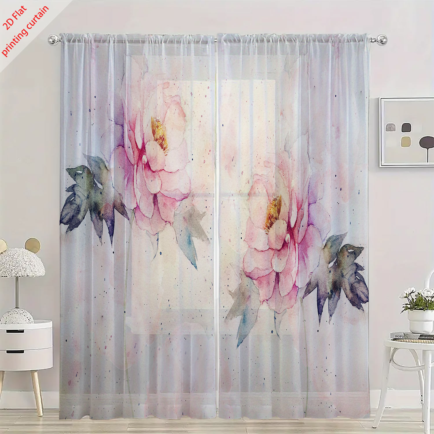 Pink tulip print transparent g - Home Office Windows avis et prix