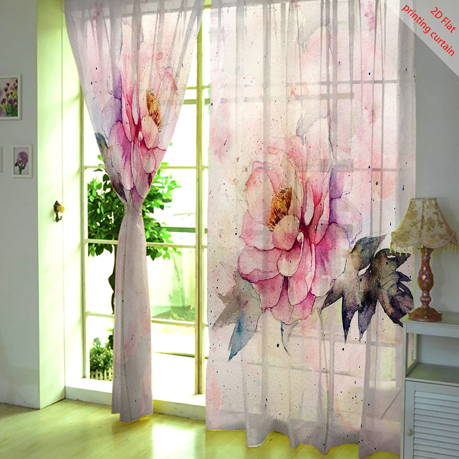 Pink tulip print transparent g - Home Office Windows avis et prix