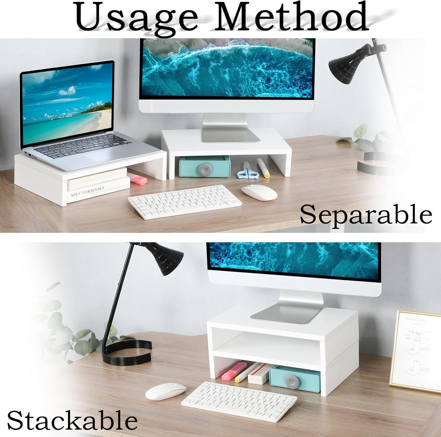 White Monitor Stand Riser - 2  - Monitor Riser Stand avis et prix