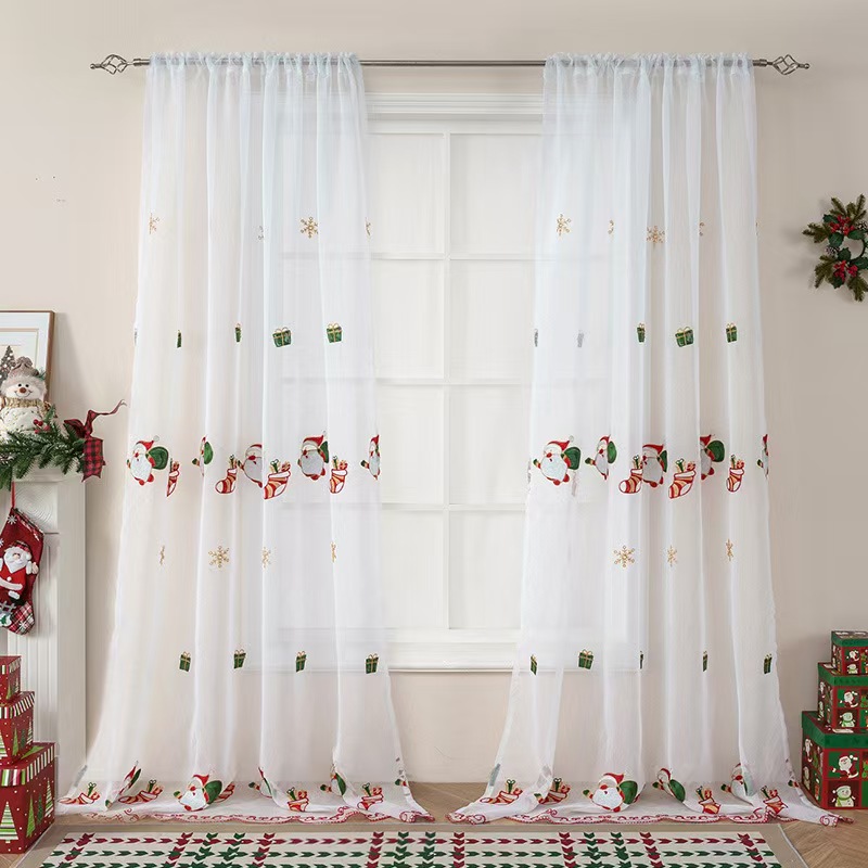 1PC White  Christmas Sheer Cur - Home Office Rate avis et prix