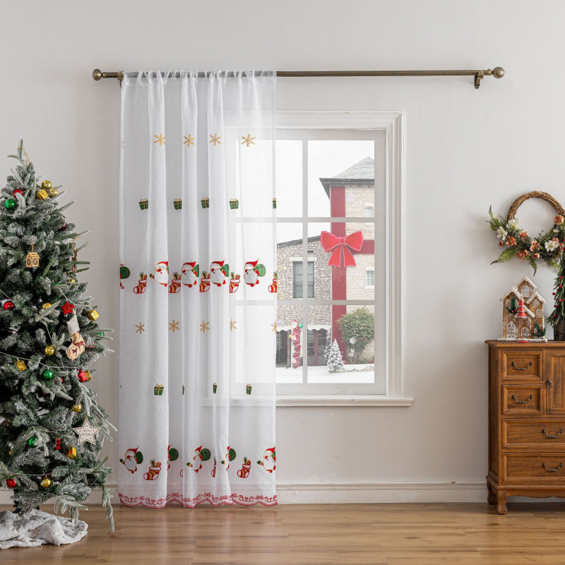 1PC White  Christmas Sheer Cur - Home Office Rate avis et prix