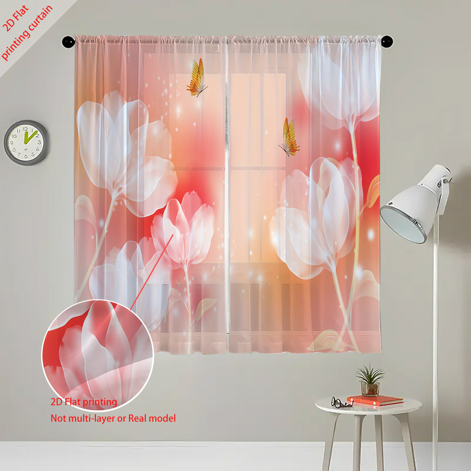 Purple flower printed transpar - Home Office Windows avis et prix