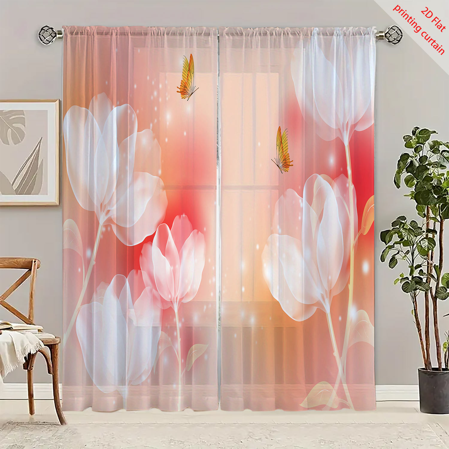 Purple flower printed transpar - Home Office Windows avis et prix