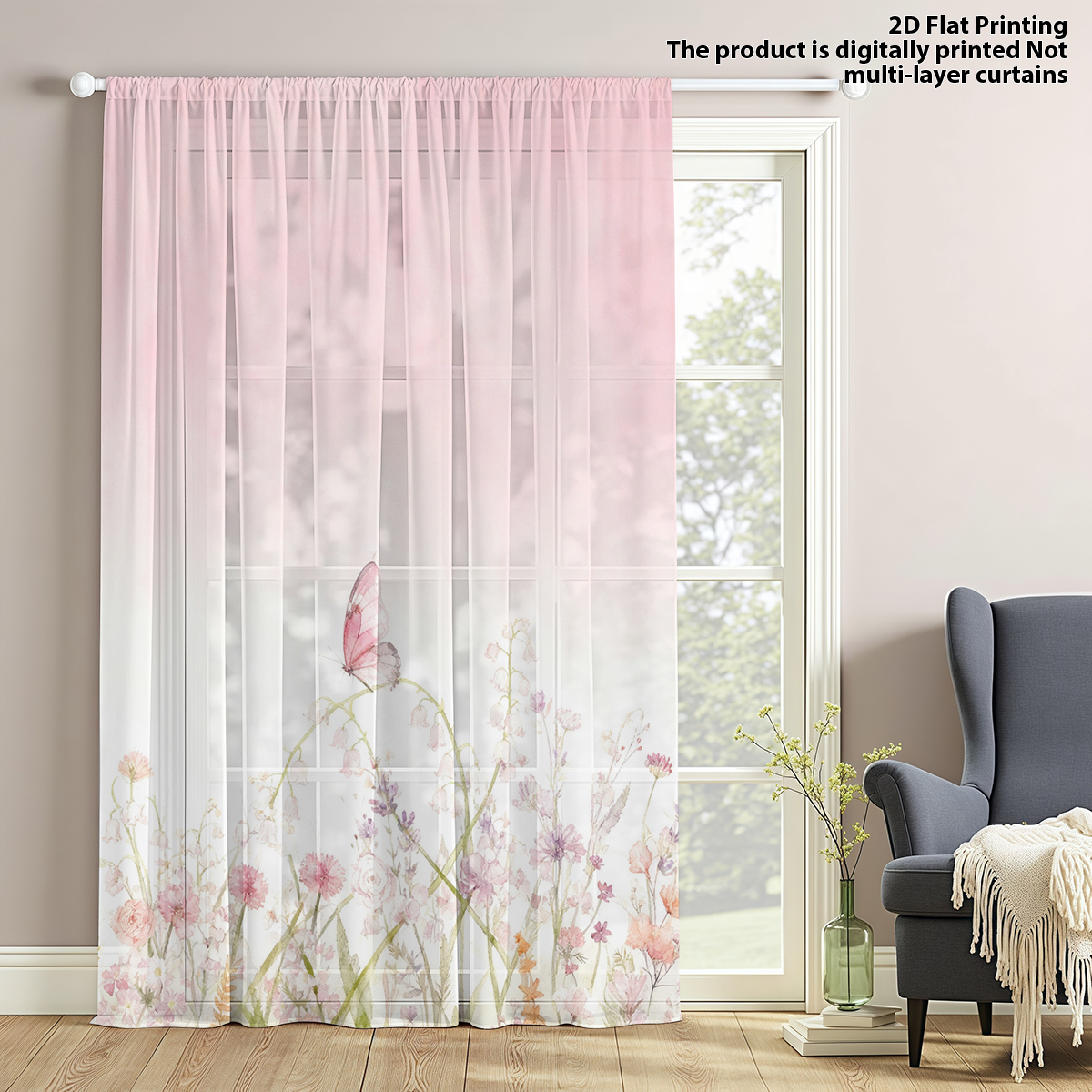 Flower Series Sheer Curtain, G - Home Office Rate avis et prix