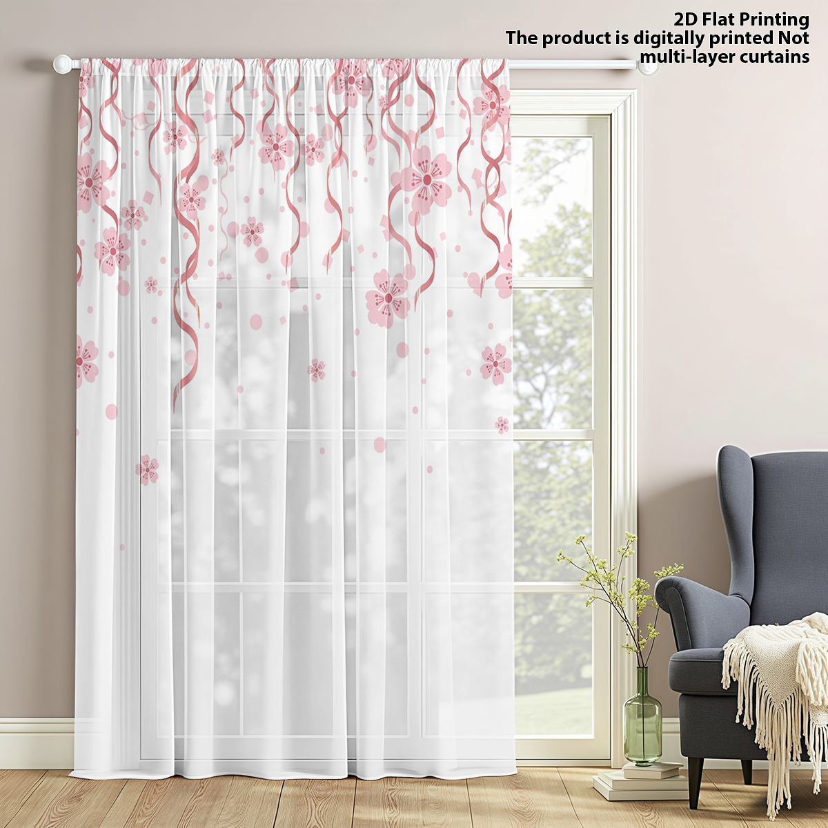 Flower Series Sheer Curtain, G - Home Office Rate avis et prix