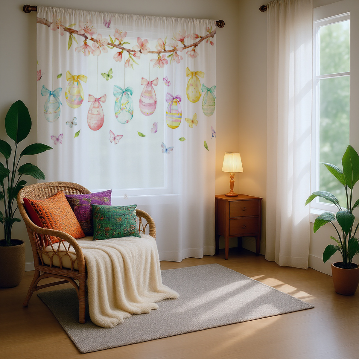1PC Easter Egg Sheer Curtain - - Home Office Rate avis et prix