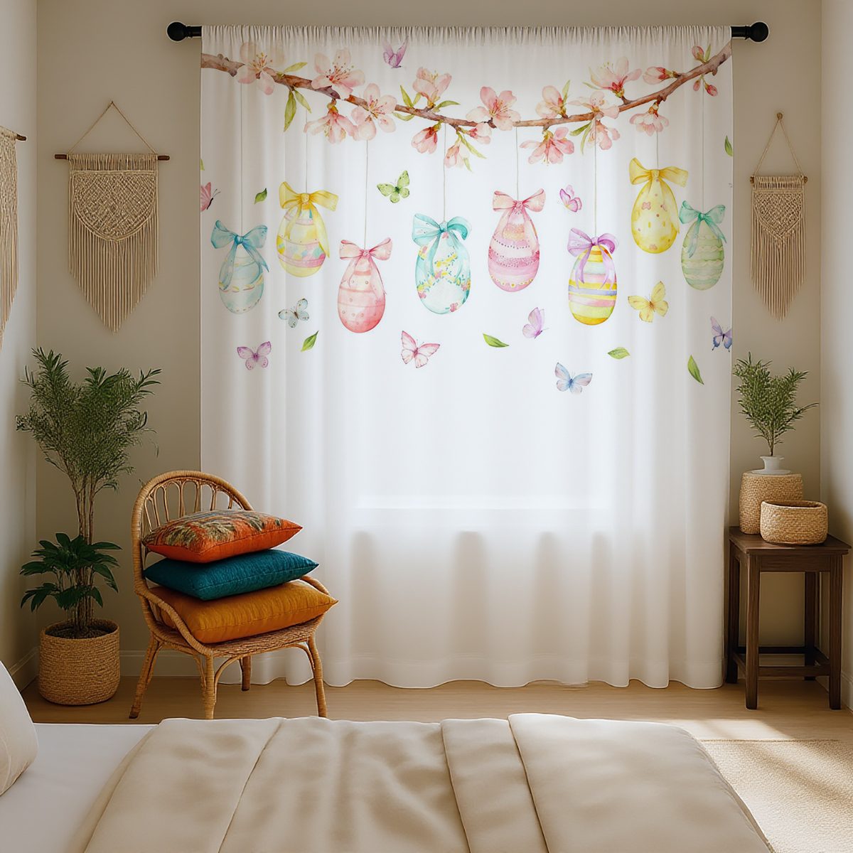 1PC Easter Egg Sheer Curtain - - Home Office Rate avis et prix
