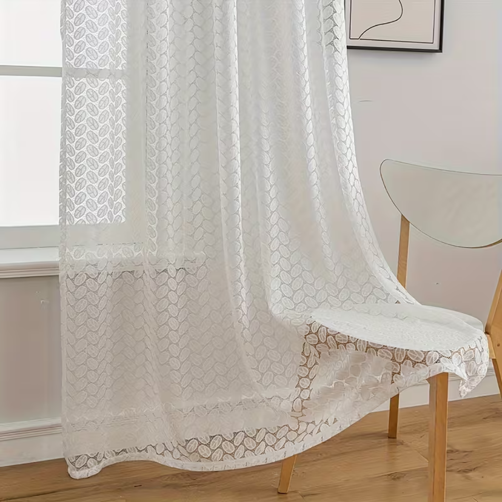 2PCS white leaf lace curtain,  - Home Office Rate avis et prix