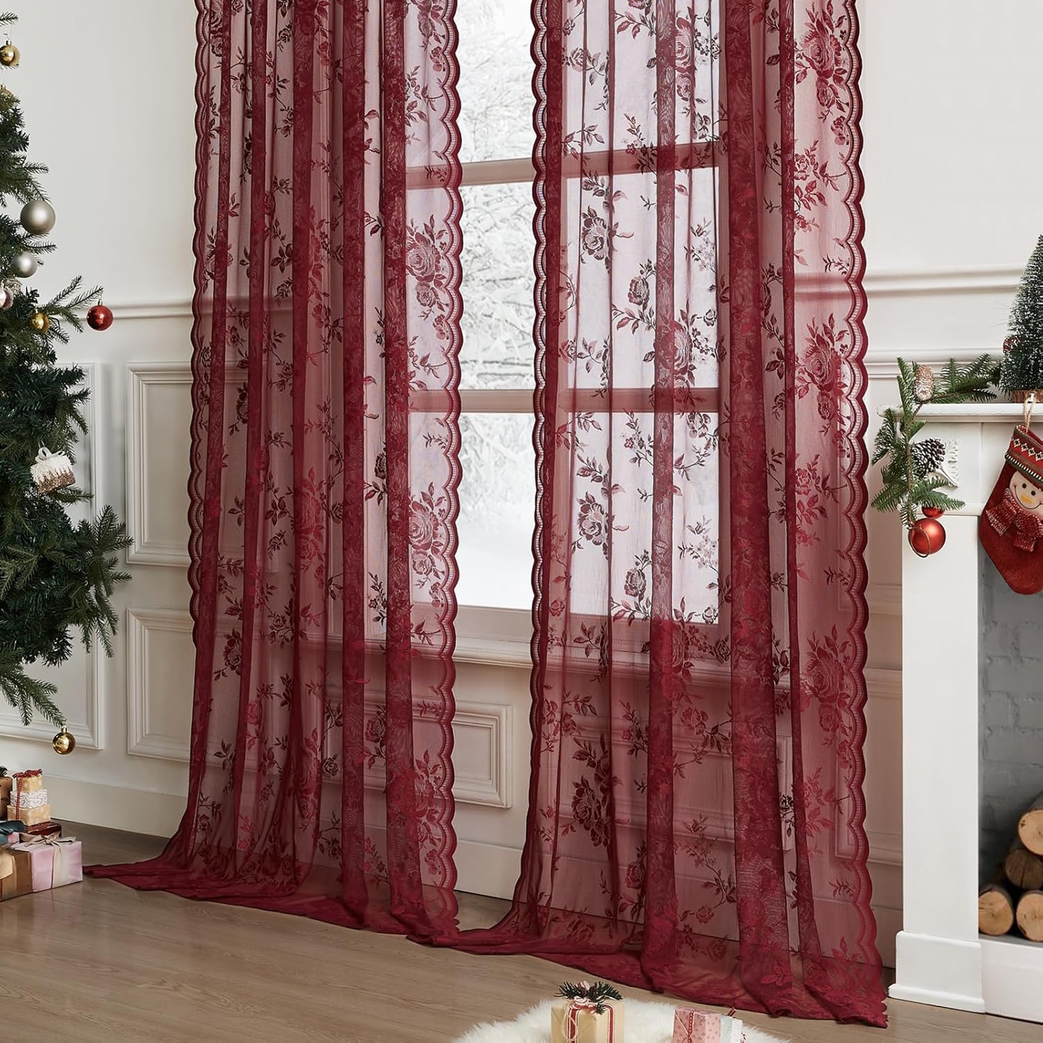 1 pc Burgundy Lace Curtains 45 - Home Office Rate avis et prix