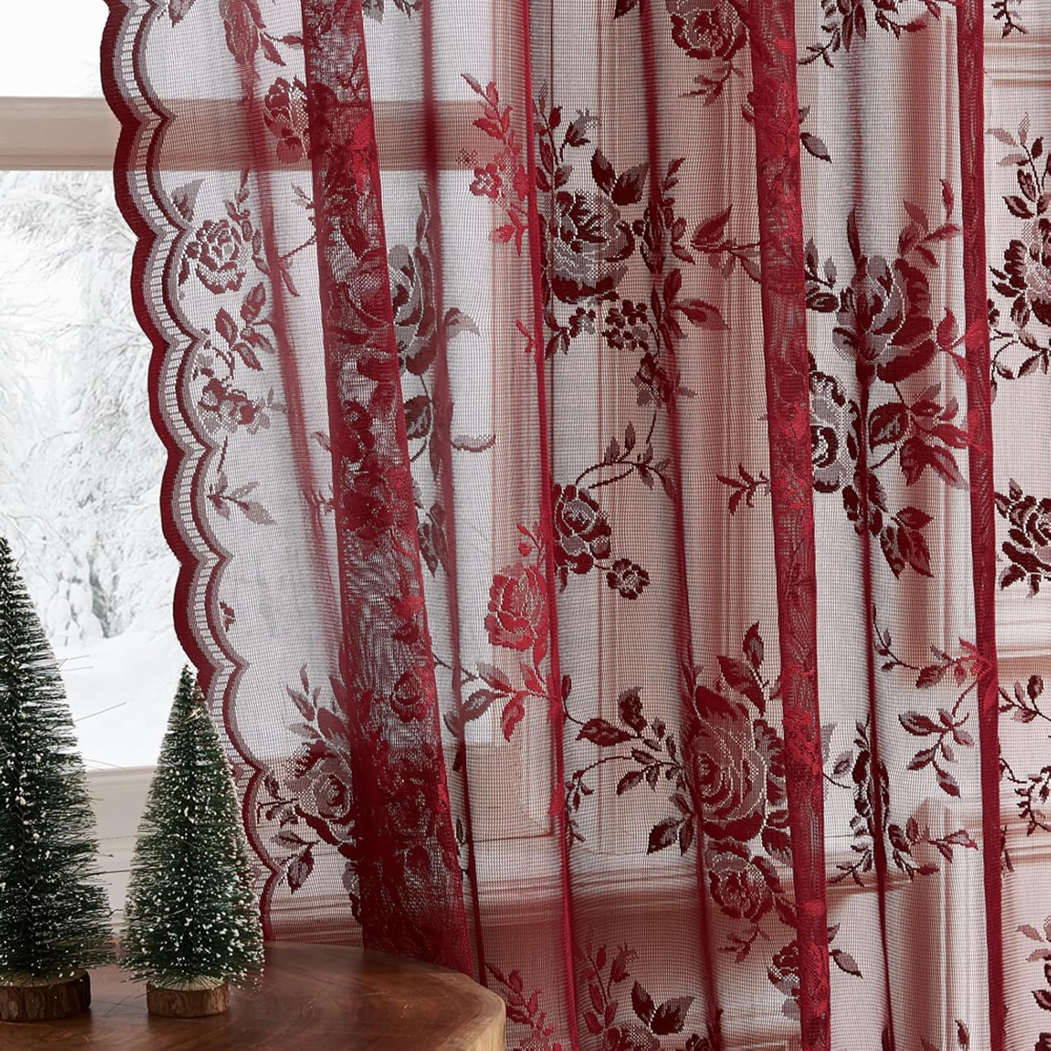 1 pc Burgundy Lace Curtains 45 - Home Office Rate avis et prix