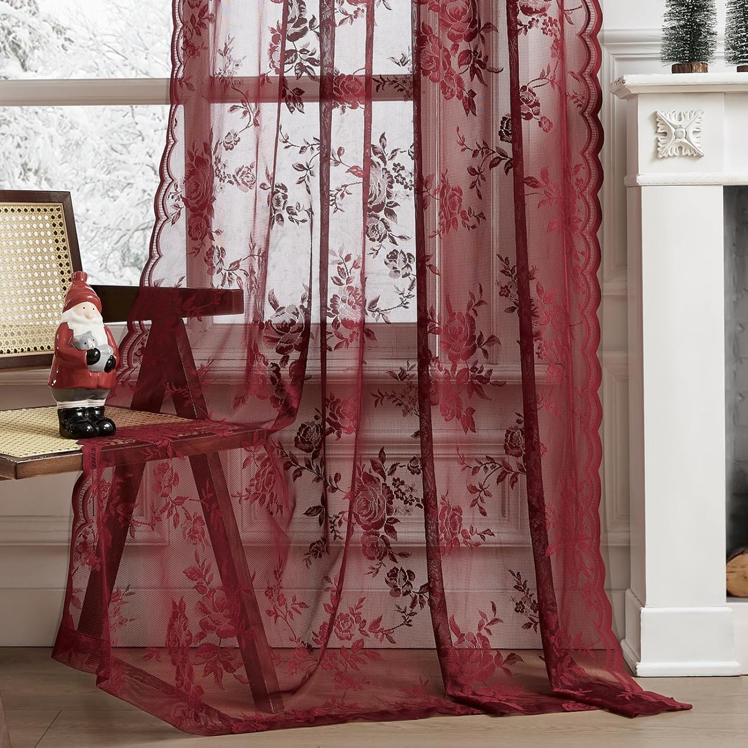 1 pc Burgundy Lace Curtains 45 - Home Office Rate avis et prix